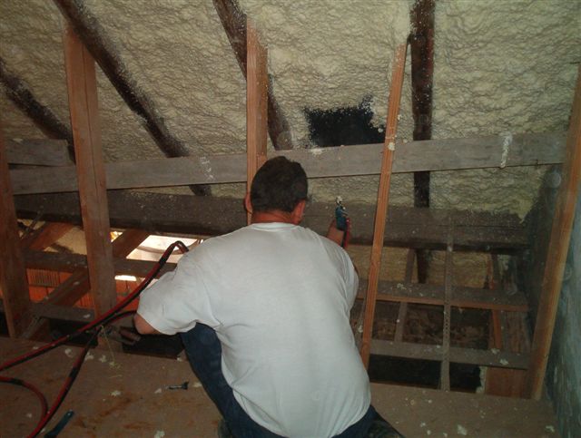 Loft insulation spray foam